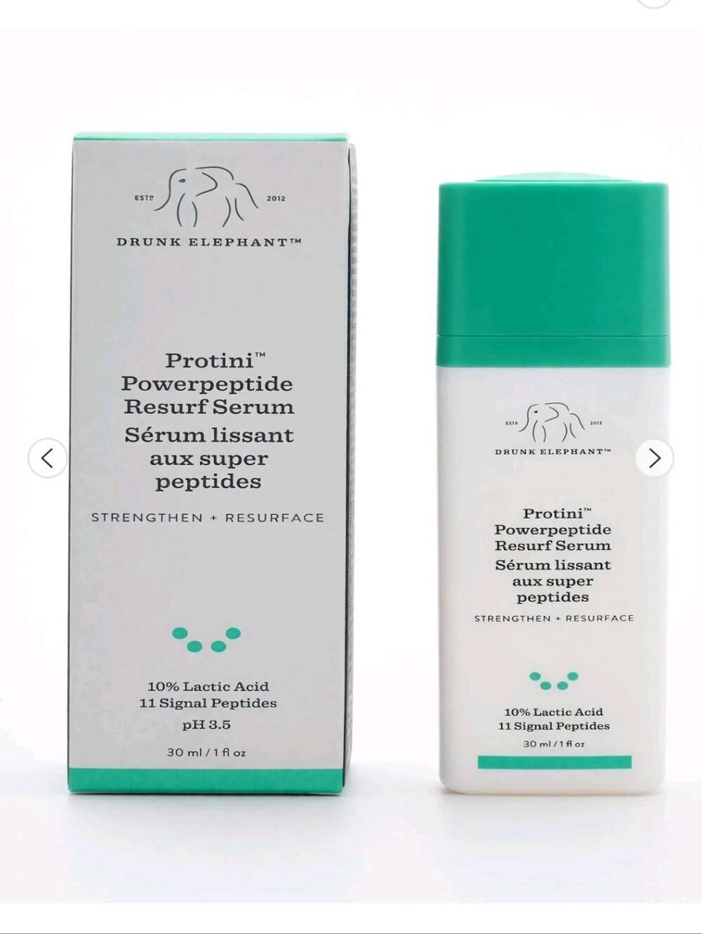 NEW AUTHENTIC  Drunk Elephant Protini Powerpeptide Resurf Serum - White & Green